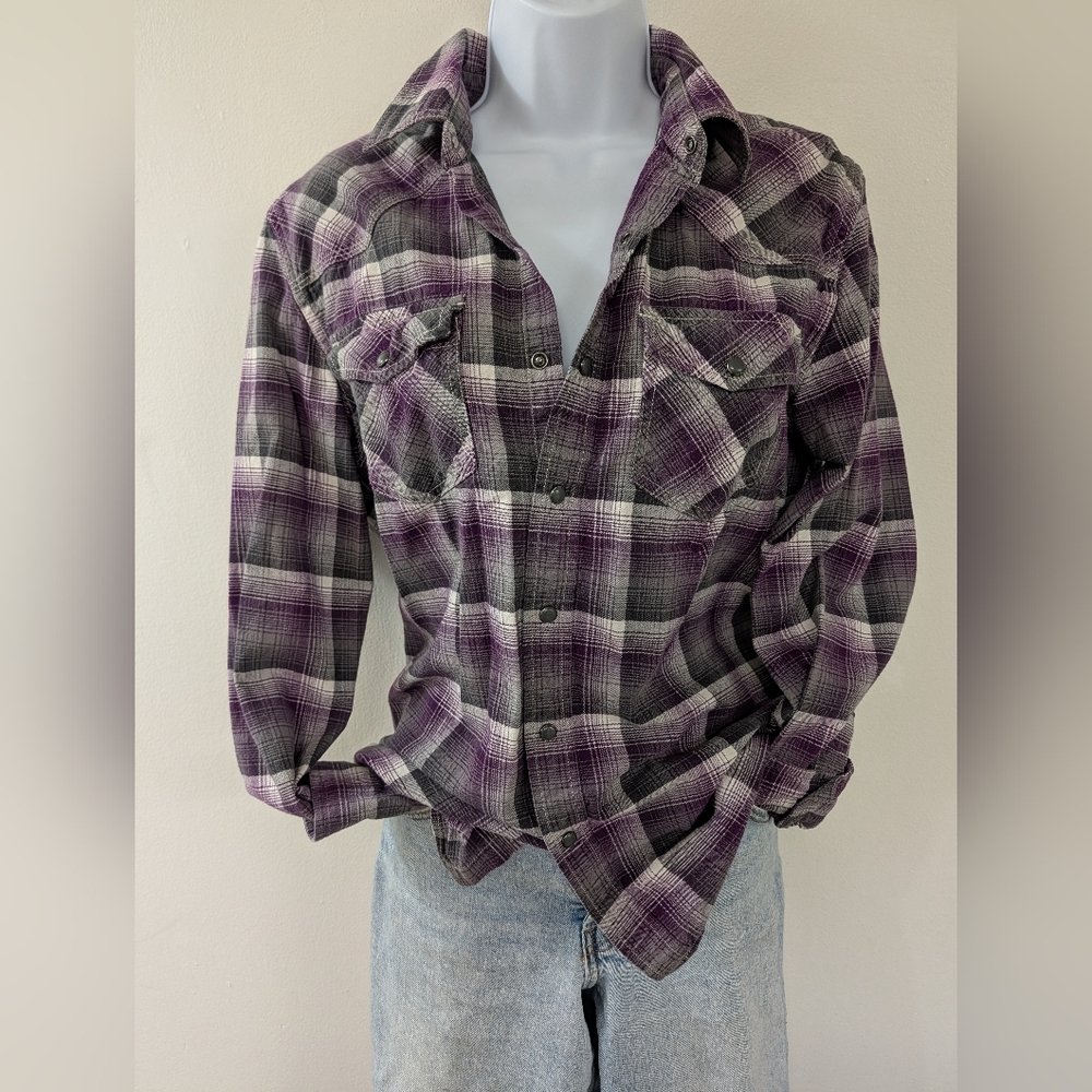 Converse Purple Plaid Button Down Shirt